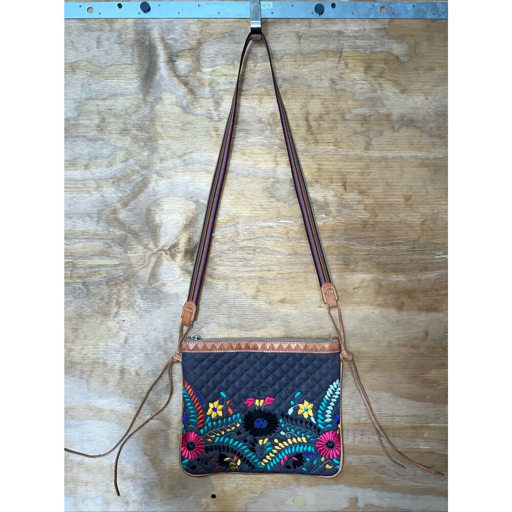 Consuela Silverlake Playa Top Zip Leather Trim Crossbody *Rd Description